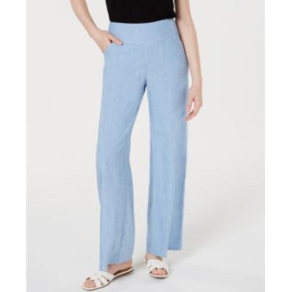INC Wide Leg Chambray Linen Blend High Status DC 8